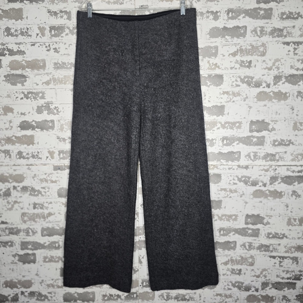 Armani Exchange Womens Charcoal Grey Wool Blend Wide Leg Trousers Size 12 6XYP11